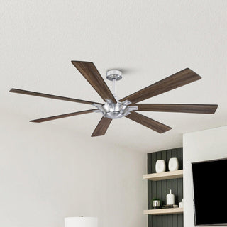 72" Modern DC Motor Brushed Nickel Downrod Mount Reversible Ceiling Fan with Remote Control - ParrotUncle