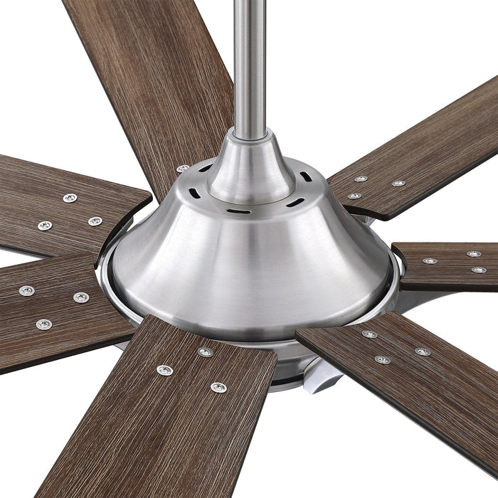72" Modern DC Motor Brushed Nickel Downrod Mount Reversible Ceiling Fan with Remote Control - ParrotUncle