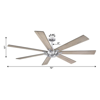 72" Modern DC Motor Brushed Nickel Downrod Mount Reversible Ceiling Fan with Remote Control - ParrotUncle