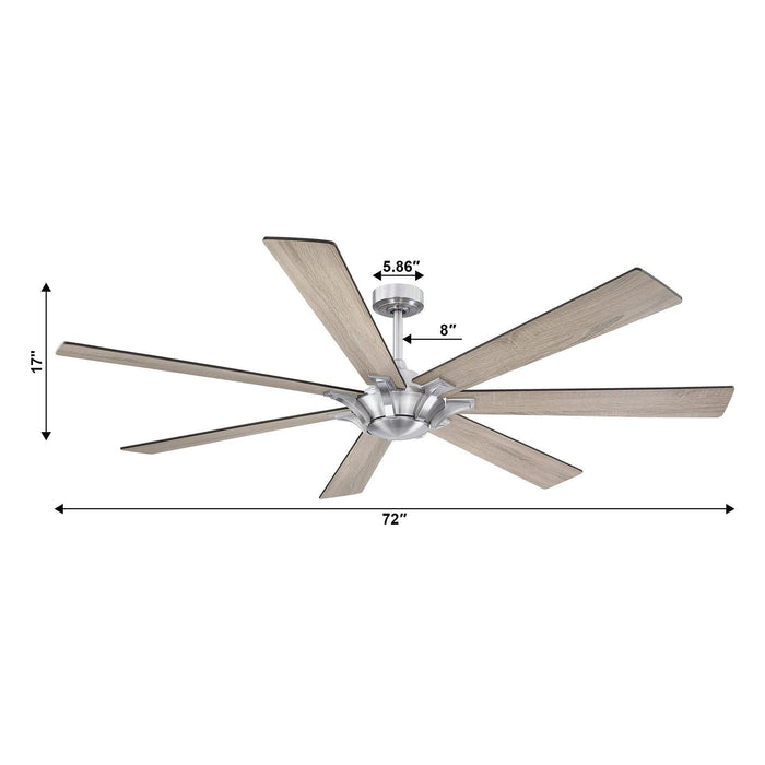 72" Modern DC Motor Brushed Nickel Downrod Mount Reversible Ceiling Fan with Remote Control - ParrotUncle