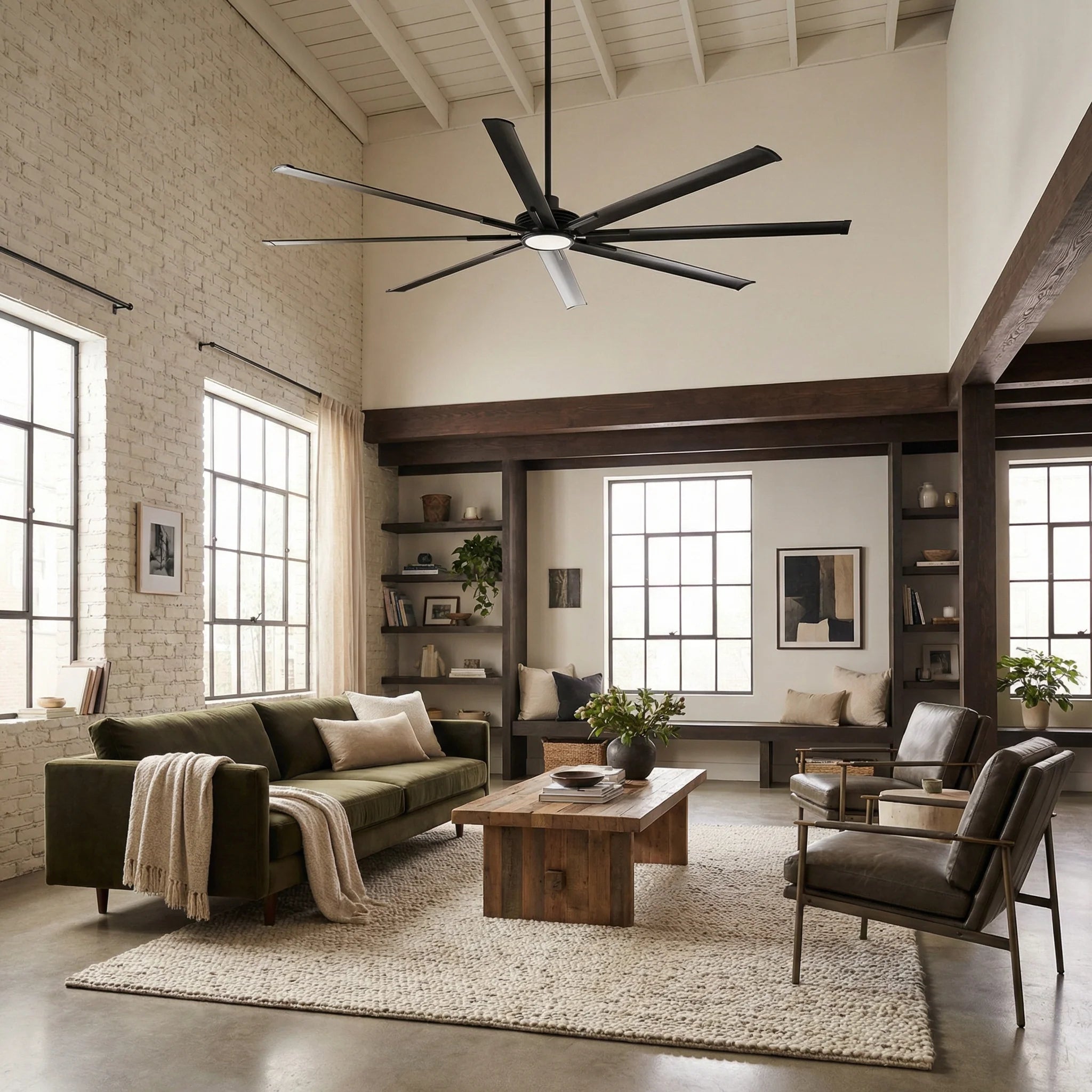 84/100-inch Industrial Ceiling Fan with Light & Remote | ParrotUncle ...
