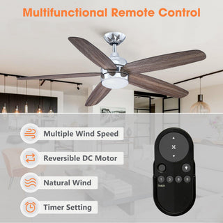 52" Dicken Hamptons Farmhouse Downrod Mount Reversible Ceiling Fan with Lighting and Remote Control