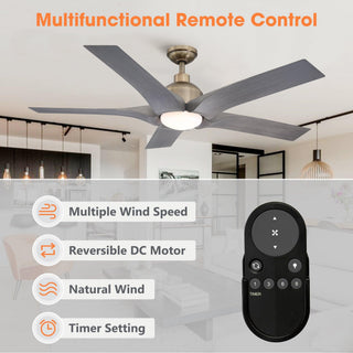 56" Genoa Hamptons Farmhouse DC Motor Downrod Mount Reversible Ceiling Fan with Lighting and Remote Control