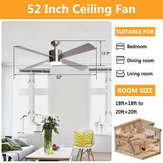 52" Bucholz Industrial Ceiling Fan with Dimmable LED Light