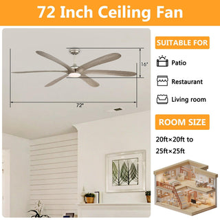 72" Jaydn Hamptons Farmhouse Satin Nickel DC Motor Downrod Mount Reversible Ceiling Fan with Lighting and Remote Control