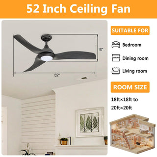 52" Hamptons Industrial DC Motor Downrod Mount Reversible Ceiling Fan with LED Lighting and Remote Control