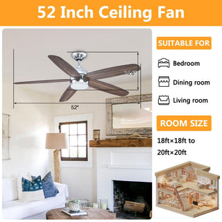 52" Dicken Hamptons Farmhouse Downrod Mount Reversible Ceiling Fan with Lighting and Remote Control