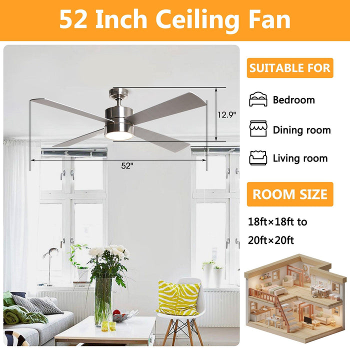 52" Bucholz Industrial Ceiling Fan with Dimmable LED Light