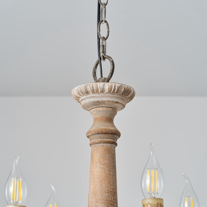 4-Light Rustic Wooden Pendant Lighting