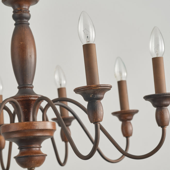 28" Rustic 8-light Vintage Brown Chandelier Lighting With Adjustable Hanging Length