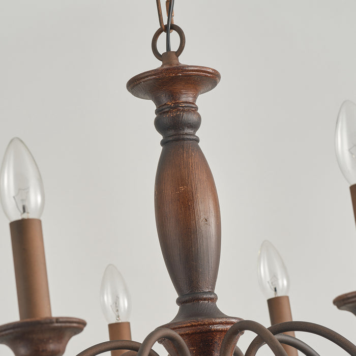 28" Rustic 8-light Vintage Brown Chandelier Lighting With Adjustable Hanging Length