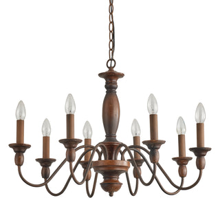 28" Rustic 8-light Vintage Brown Chandelier Lighting With Adjustable Hanging Length