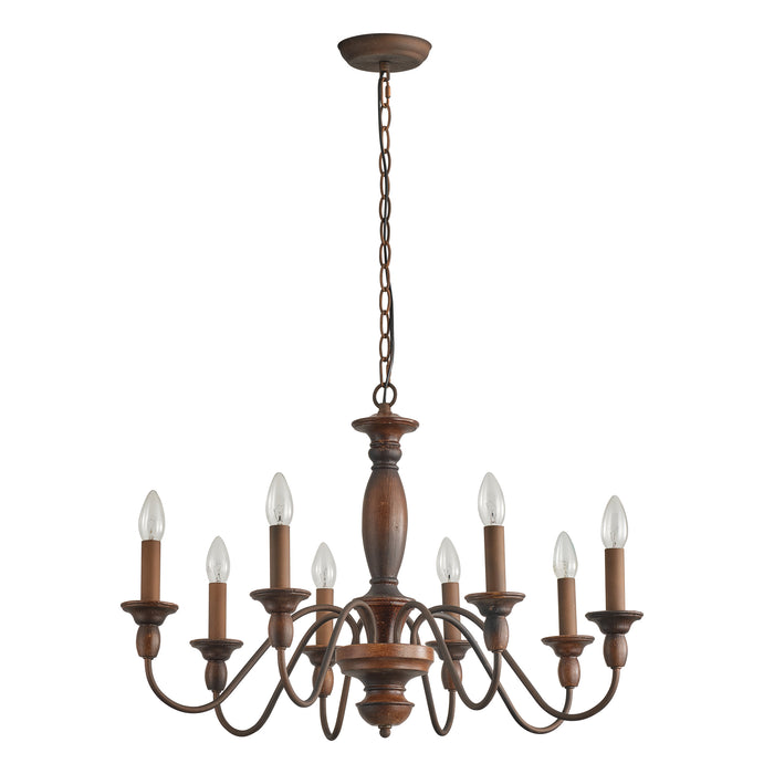 28" Rustic 8-light Vintage Brown Chandelier Lighting With Adjustable Hanging Length