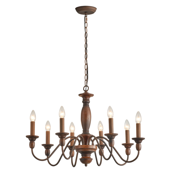 28" Rustic 8-light Vintage Brown Chandelier Lighting With Adjustable Hanging Length