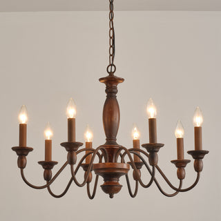28" Rustic 8-light Vintage Brown Chandelier Lighting With Adjustable Hanging Length