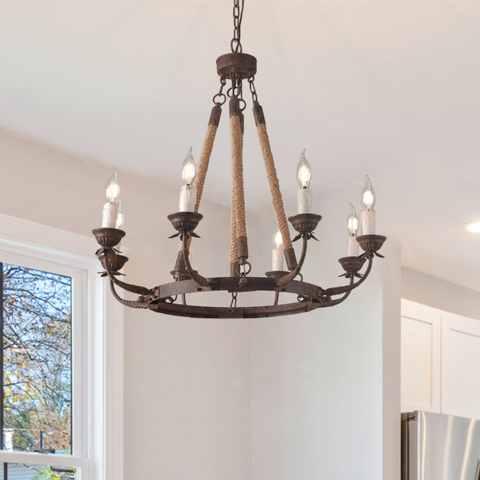 8-Light / 12-Light Farmhouse Rustic Iron Chandelier