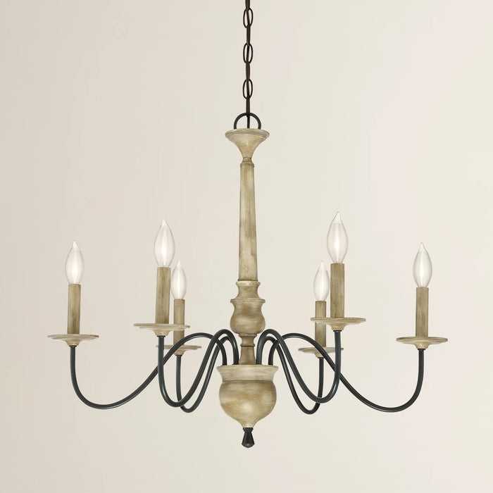 6-Light Farmhouse Chandelier with Adjustable Hanging Length in Dining Room