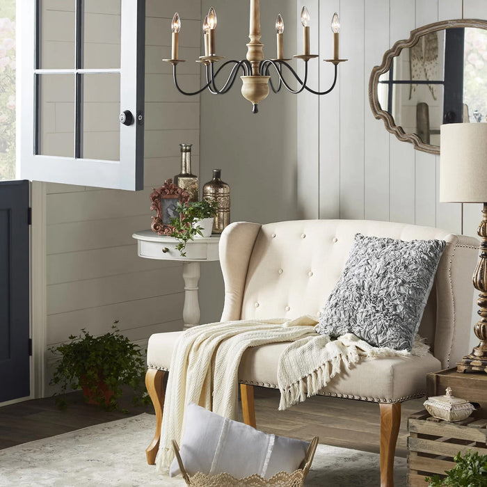 6-Light Farmhouse Chandelier with Adjustable Hanging Length in Dining Room