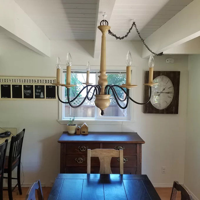 6-Light Farmhouse Chandelier with Adjustable Hanging Length in Dining Room