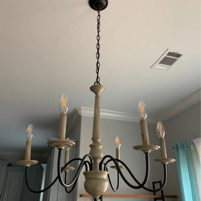 6-Light Farmhouse Chandelier with Adjustable Hanging Length in Dining Room