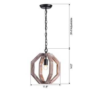 1-Light Farmhouse Wooden Pendant Lighting