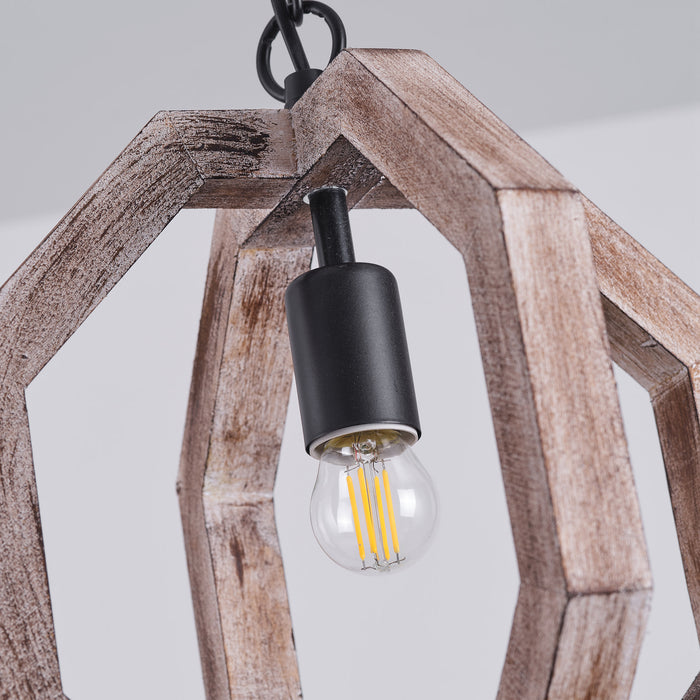 1-Light Farmhouse Wooden Pendant Lighting