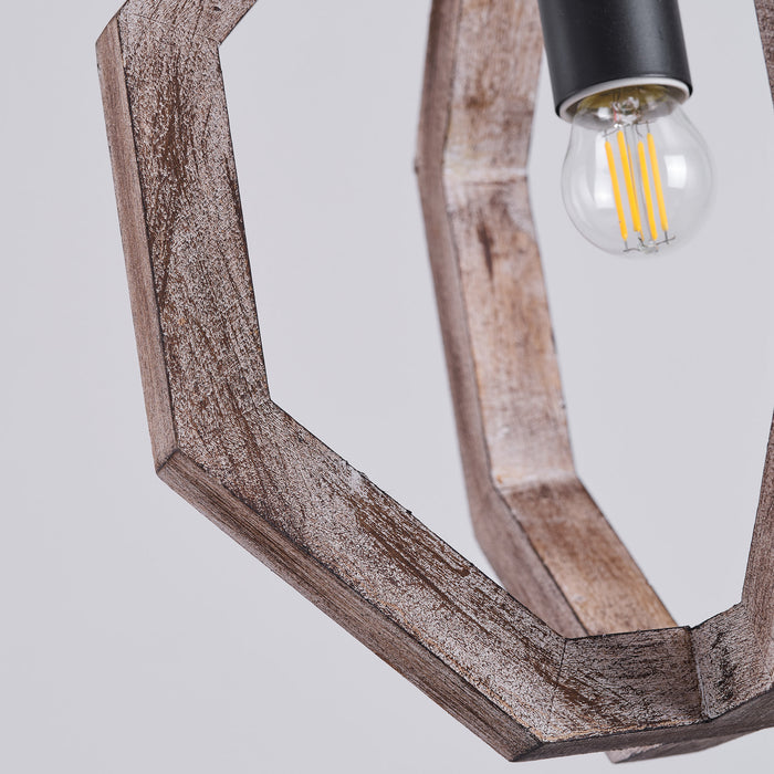 1-Light Farmhouse Wooden Pendant Lighting