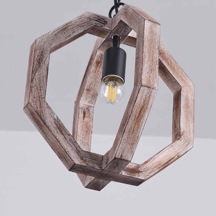 1-Light Farmhouse Wooden Pendant Lighting