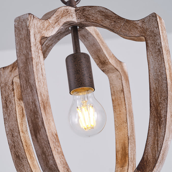 1-Light Rustic Wooden Pendant Lighting