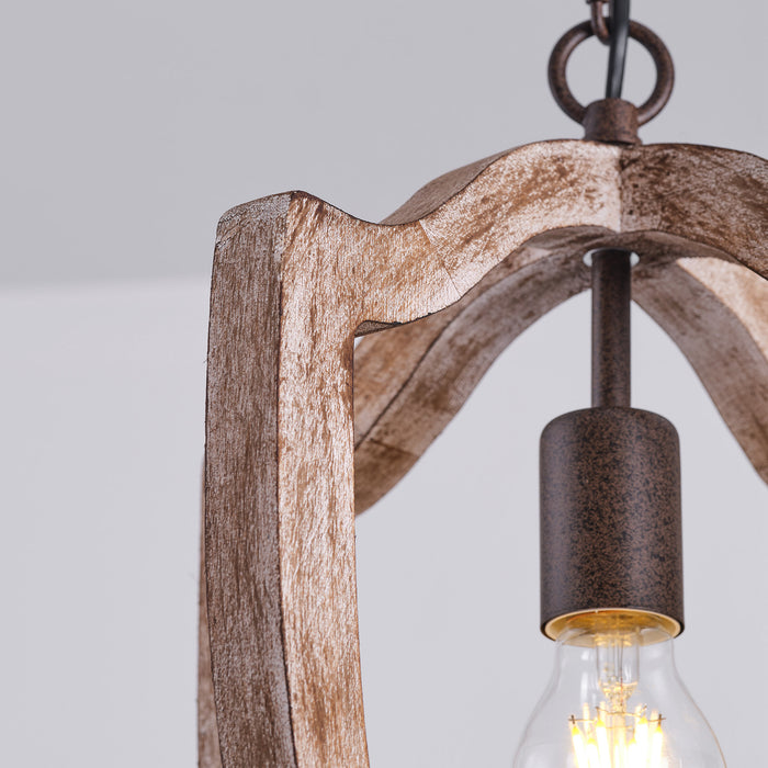 1-Light Rustic Wooden Pendant Lighting