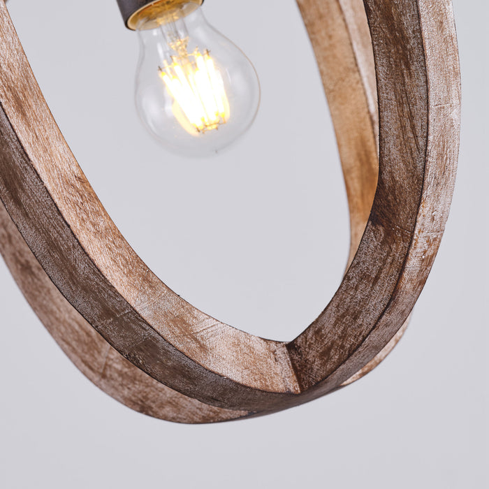 1-Light Rustic Wooden Pendant Lighting