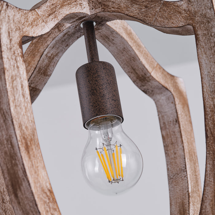 1-Light Rustic Wooden Pendant Lighting