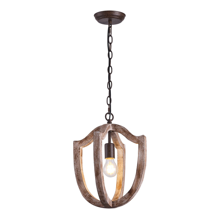 1-Light Rustic Wooden Pendant Lighting