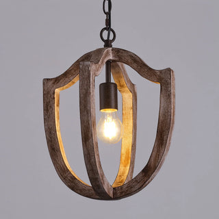 1-Light Rustic Wooden Pendant Lighting