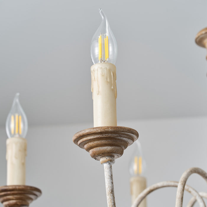 6-Light Rustic Wooden Pendant Lighting