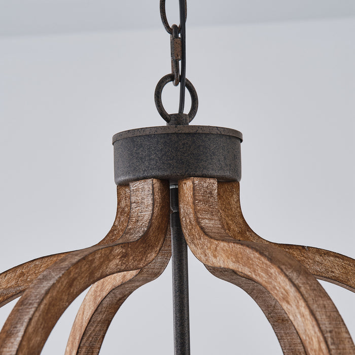 3-Light Rustic Wooden Chandelier