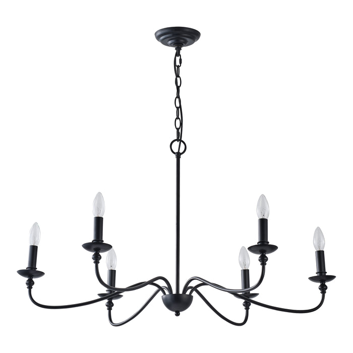 6-Light Black or Golden Industrial Pendant Lighting With Adjustable Length Chain