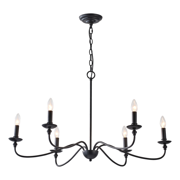 6-Light Black or Golden Industrial Pendant Lighting With Adjustable Length Chain