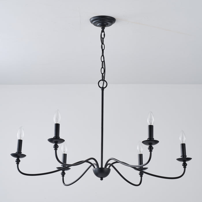 6-Light Black or Golden Industrial Pendant Lighting With Adjustable Length Chain