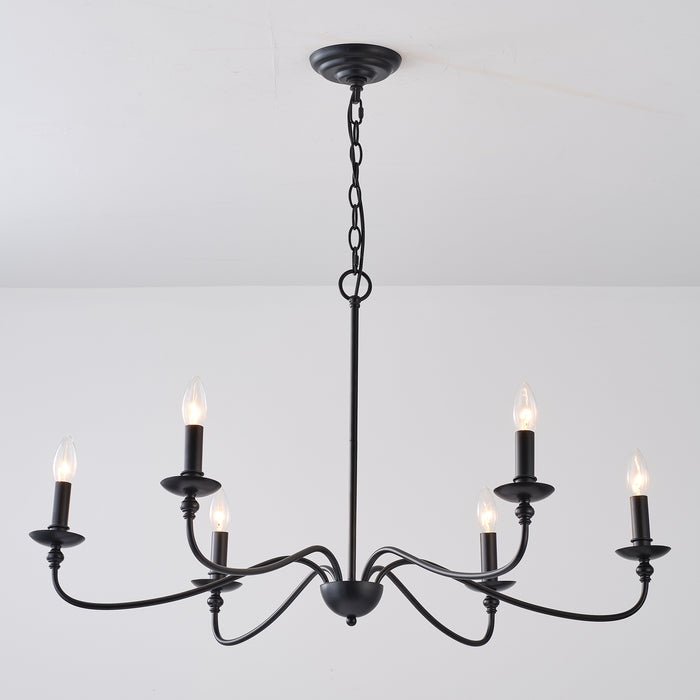 6-Light Black or Golden Industrial Pendant Lighting With Adjustable Length Chain