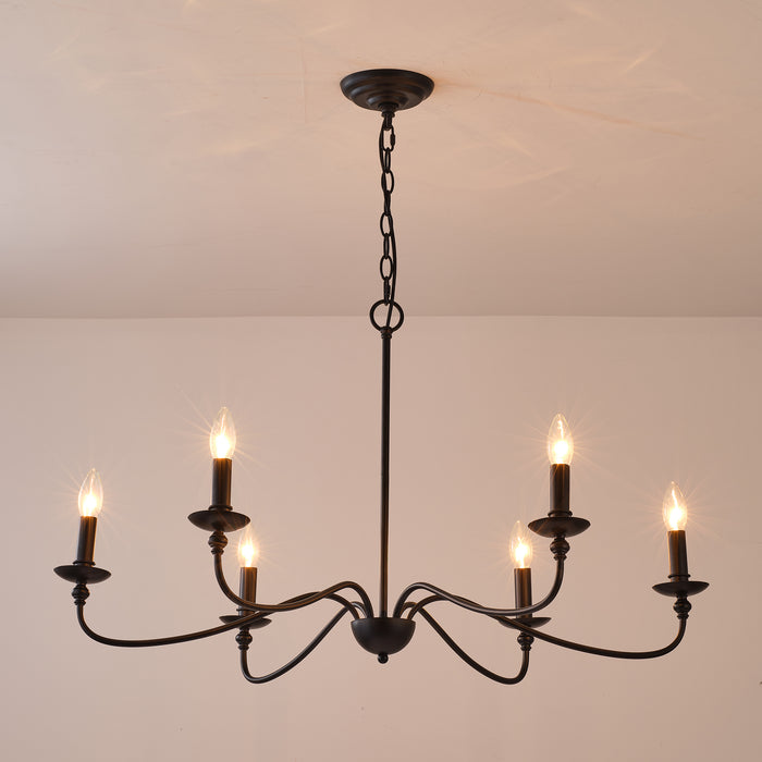 6-Light Black or Golden Industrial Pendant Lighting With Adjustable Length Chain