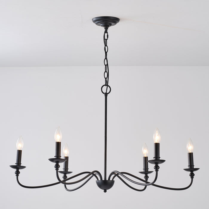 6-Light Black or Golden Industrial Pendant Lighting With Adjustable Length Chain