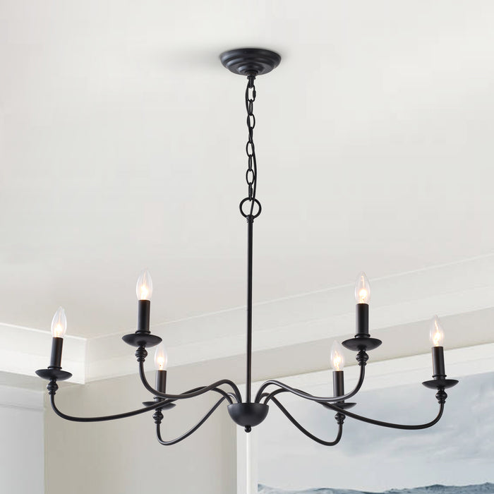 6-Light Black or Golden Industrial Pendant Lighting With Adjustable Length Chain