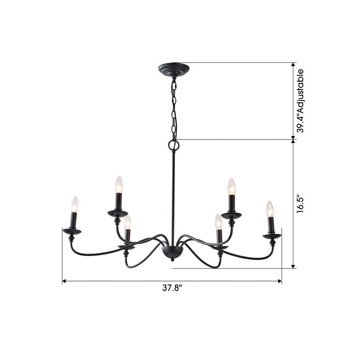 6-Light Black or Golden Industrial Pendant Lighting With Adjustable Length Chain