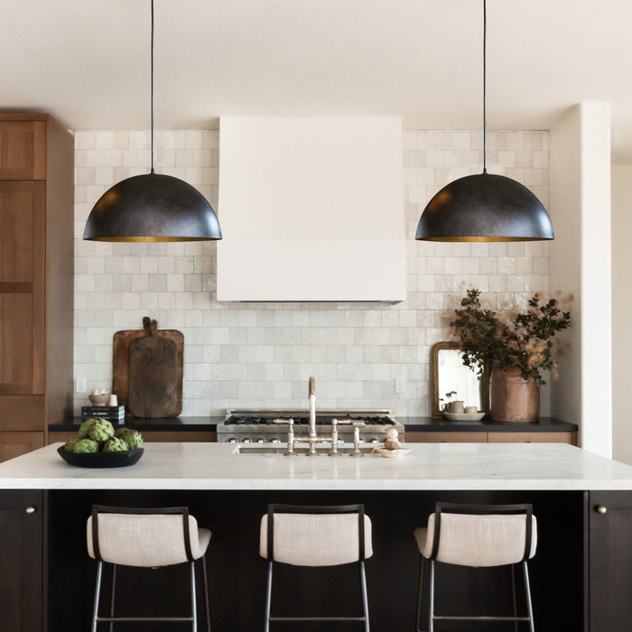 1-Light Farmhouse Black Pendant Light with Gold Finish for Kitchen With Adjustable Hanging Length