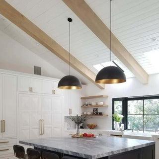 1-Light Hamptons Farmhouse Black Pendant Light with Gold Finish for Kitchen With Adjustable Hanging Length