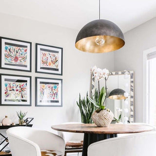 1-Light Hamptons Farmhouse Black Pendant Light with Gold Finish for Kitchen With Adjustable Hanging Length
