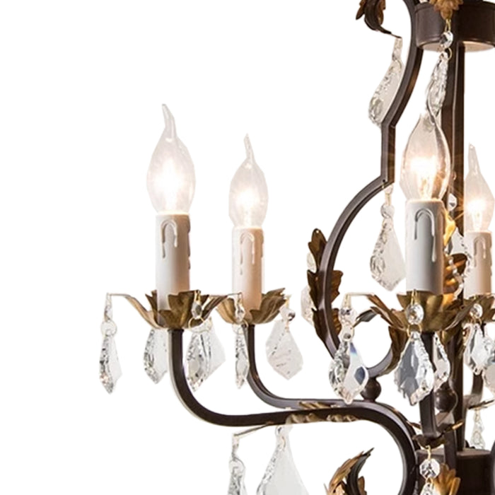 American Industrial Vintage Crystal Chandelier with Adjustable Hanging Length