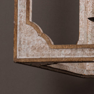 4-Light Farmhouse Square Wood Metal Pendant Lighting in Antique Gray With Adjustable Hanging Length