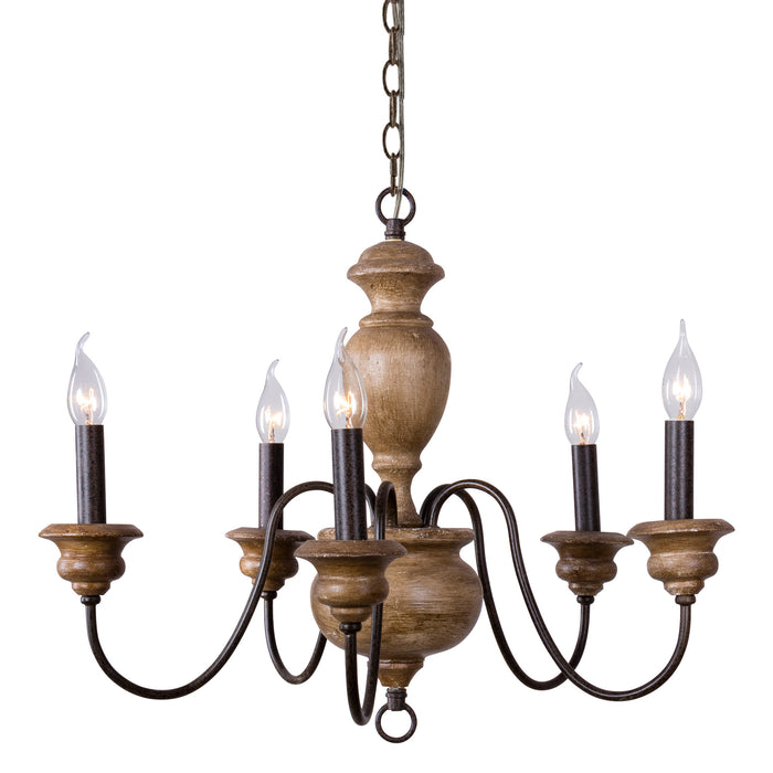 5-Light Brown Farmhouse Vintage Pendant Lighting